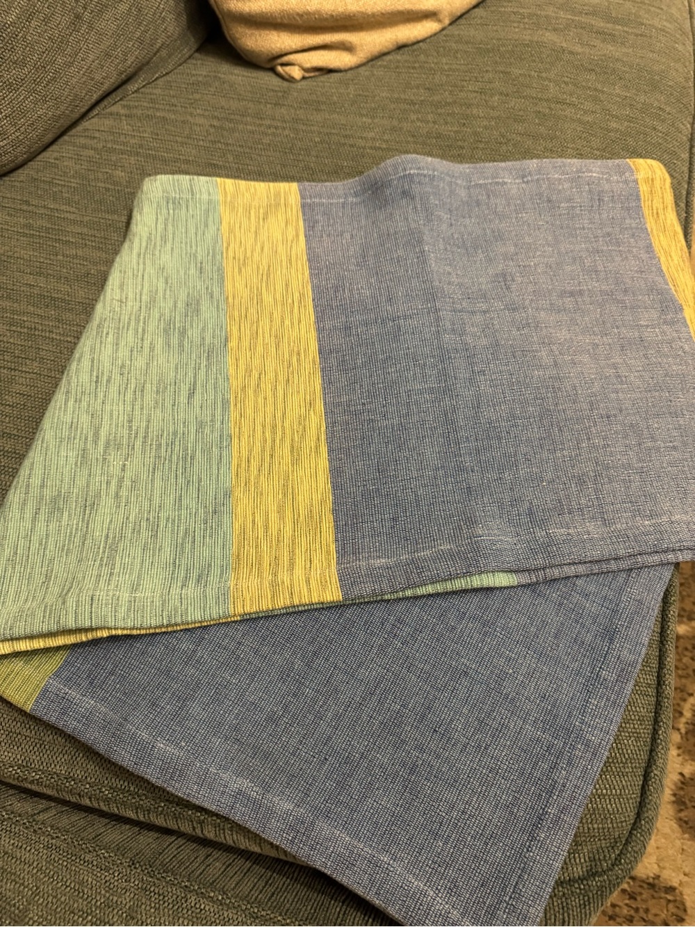 Blue, Green & Yellow Striped Table Runner